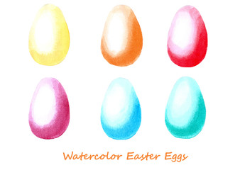 Easter eggs Watercolor set. Design elements for background, banner,holiday card design. Hand painting artistic texture