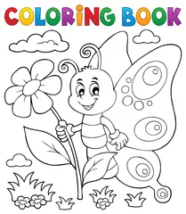 Photo sur Plexiglas Pour enfants Coloring book happy butterfly topic 4