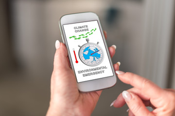 Global warming concept on a smartphone