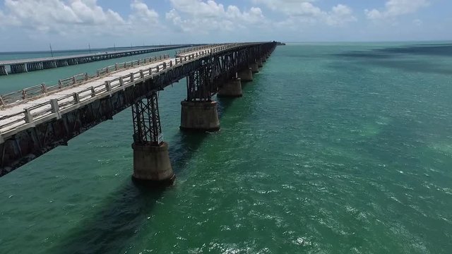 Good aerial shot of the old Bahia Honda Bridge in the Florida Keys.