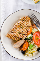 Grilled chicken breast with tabbouleh salad