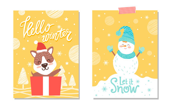 Hello Winter Let It Snow on Vector Illustration