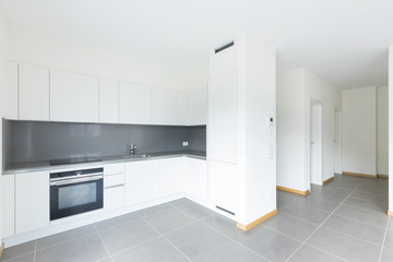 New, clean and empty kitchen in the empty room