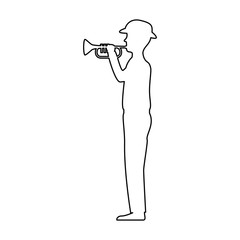 silhouette of soldier playing trumpet