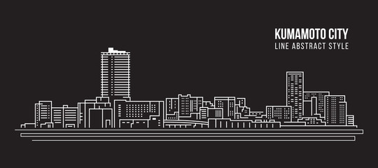 Cityscape Building Line art Vector Illustration design - Kumamoto city