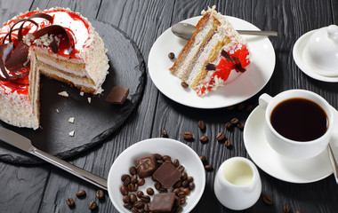 sponge cake layered with cream cheese mousse