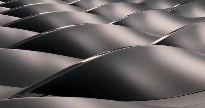 Metalic waves abstract Looped Animated video 3D Background 4k video. Waving animation technology seamless loop back stage.
