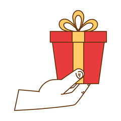 hand with gift box present icon