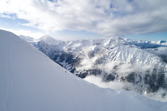 Woman skiing in mountains, Zauchensee, Salzburg, Austria