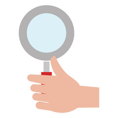 hand human with magnifying glass isolated icon
