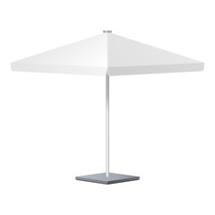 Promotional Square Advertising Outdoor Garden White Umbrella Parasol. Mock Up, Template. Illustration Isolated On White Background. Ready For Your Design. Product Advertising. Vector EPS10