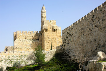  Closeup of the outer wall of the old city of Jerusalem in Israel