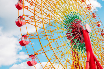 Ferris wheel with blue sky in Kobe, Japan