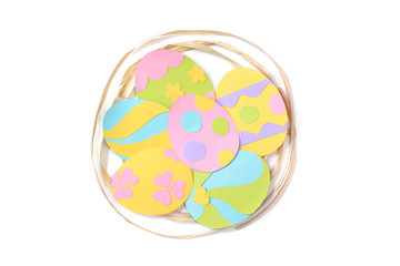 Easter eggs card paper cut on white background - isolated