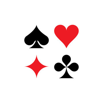 Playing cards symbols. Spade, Heart, Diamond and Clover.