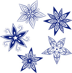 star-Snowflake big set,Silhouette icon,Winter elements. isolated decor. Vector doodles.