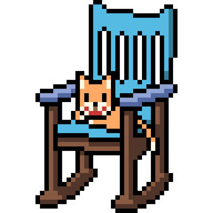 vector pixel art cat chair