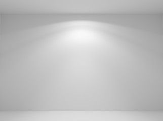 Wall lamp light in white empty room closeup