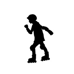 Silhouette girl skating rollerblading sport