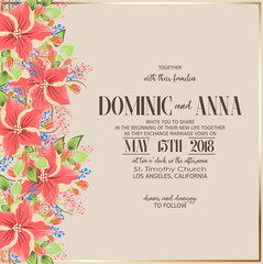 Wedding invitation with flowers