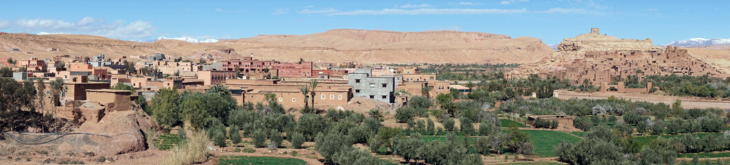 Village and farm fields