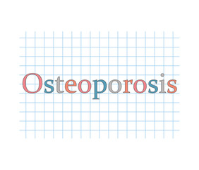 osteoporosis word written on checkered paper sheet- vector illustration