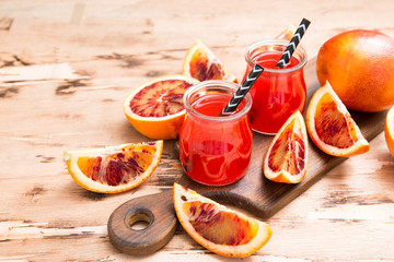 blood orange juice. red orange juice with orange slice
