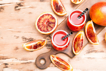 blood orange juice. red orange juice with orange slice