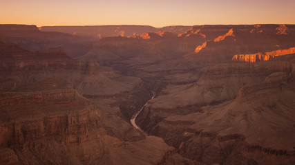 Fototapeta na wymiar Sunset over grand Canyon National Park in Arizona, USA. 