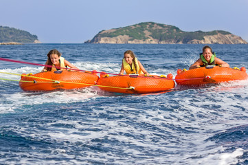 Children water sport adventure on the sea