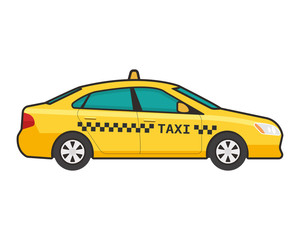 Taxi car icon. Vector flat line illustration. Pop art style.