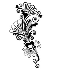 vector vintage floral  background. Black and white pattern