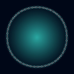 Glowing gothic frame. Celtic style. Blue and light blue glowing background for your ancient design