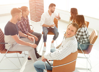 Fototapeta premium confident Manager , sitting at the workshop