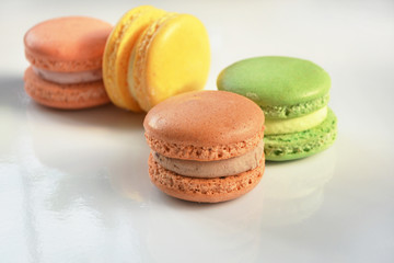 Beautiful colorful macaroons. Still life, food photo, dessert background