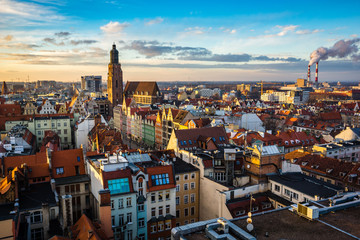 Panorama of the old town in Wroclaw, Silesia, Poland