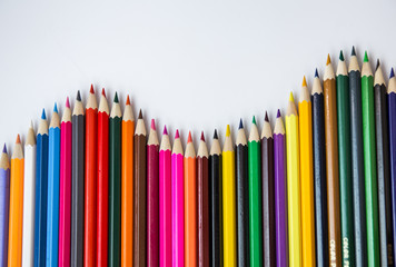 Fototapeta premium Color pencils isolated on white background.Close up.