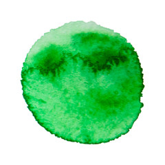 watercolor green circle, stain