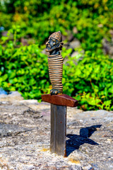 Sword in stone. Excalibur sword of King Arthur