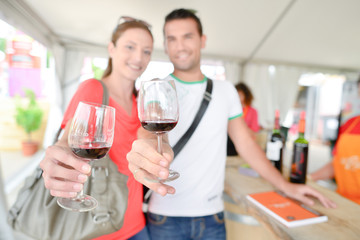 Couple drinking wine at the weekend