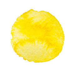  isolated watercolor yellow circle, stain