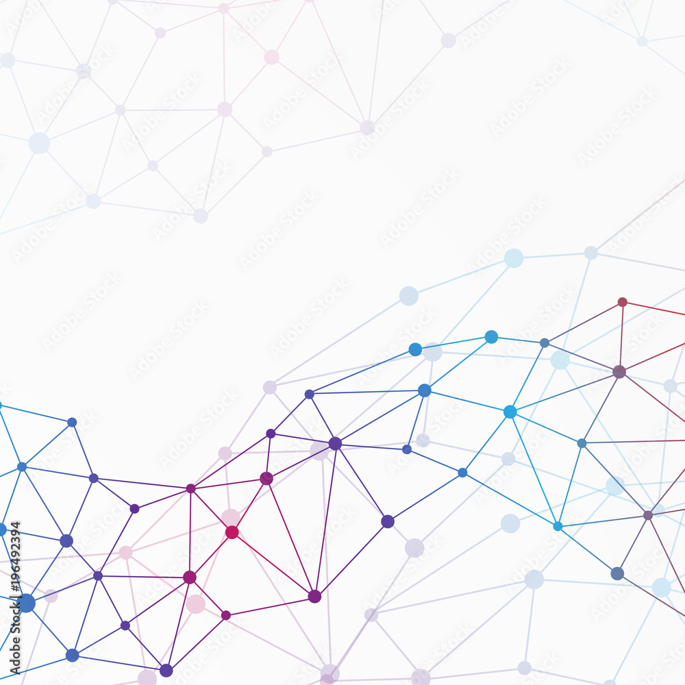 Poster graphic background molecule and communication. colorful dots with connections for your design, illus