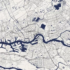 Deurstickers Rotterdam vectorkaart van de stad Rotterdam, in Zuid-Holland, Nederland