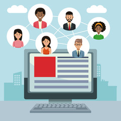 Young people on social media vector illustration graphic design