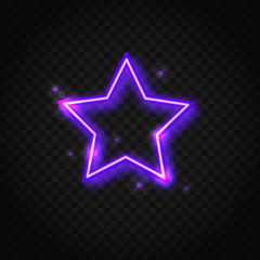Neon purple star frame with space for text