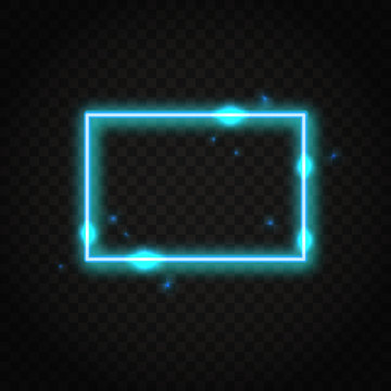 Neon Blue Rectangle Frame With Space For Text