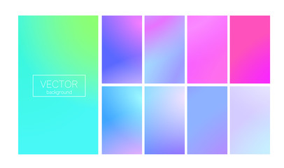 Modern gradient set with vertical abstract backgrounds. Colorful fluid cover for poster, banner, flyer and presentation. Trendy soft color. Template with modern gradient set for screens and mobile app