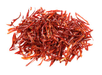 Dried Hot Chili Peppers on white background