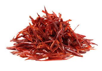 Dried Hot Chili Peppers on white background