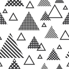 Seamless pattern with grey triangles and white background